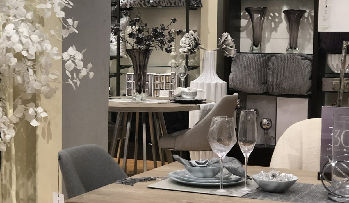Showroom of furniture displayed at a furniture store in the mall.
